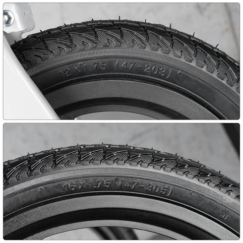 Front 12/12.5×1.75/2.125/2.25 & Rear 16×1.75/2.125 Tires and Tubes (1+2) for 3-Wheeler Jogging Troller Models