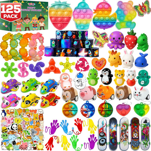 TwCare 125 Pcs Party Favors Fidget Toys Pack, Randomly Selected Pop Sensory Set