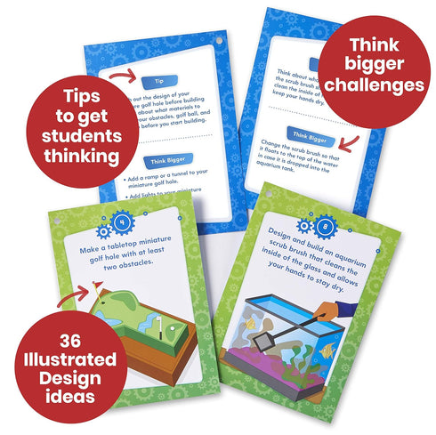 hand2mind Makerspace Task Cards, STEM Learning Cards for Kids Grade 3-5, 36 Activities