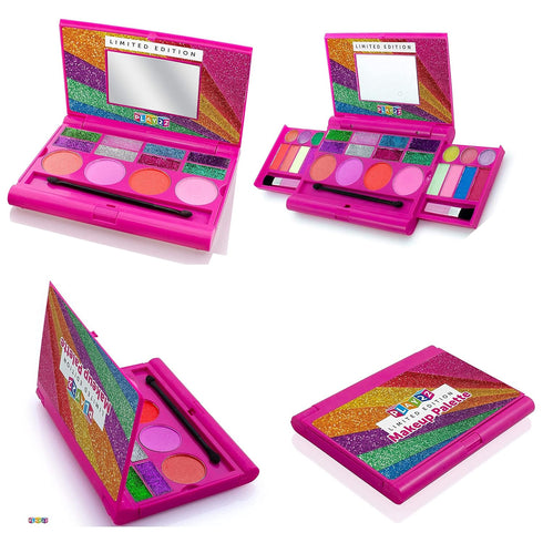 Play22 Real Washable Kids Makeup Palette for Girls, My First Princess Set with Blushes, Eyeshadows, Lip Glosses
