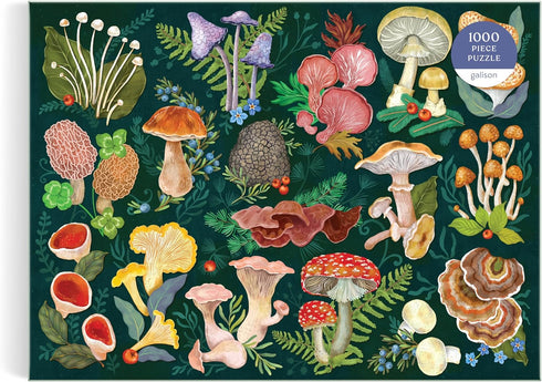 Galison World of Mushrooms 1000 Piece Jigsaw Puzzle - Beautiful Painted Artwork of Mushroom and Fungi Collection