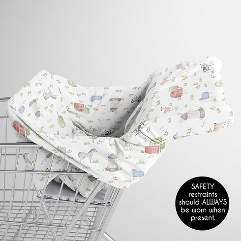 Sweet Jojo Designs Farm Animals Boy Girl Infant Baby Car Seat Cover Nursing Breastfeeding Shopping Cart Stroller Canopy