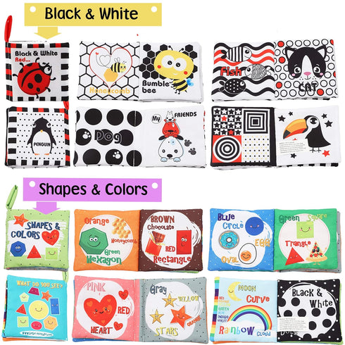 Baby Books Toys Gifts, Touch and Feel Cloth Crinkle Books for Babies, Early Learning Toys, 4 PCS