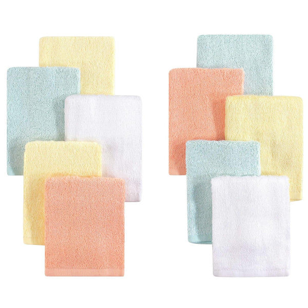 Little Treasure Unisex Baby Rayon from Bamboo Luxurious Washcloths, Yellow Peach 10-Pack,