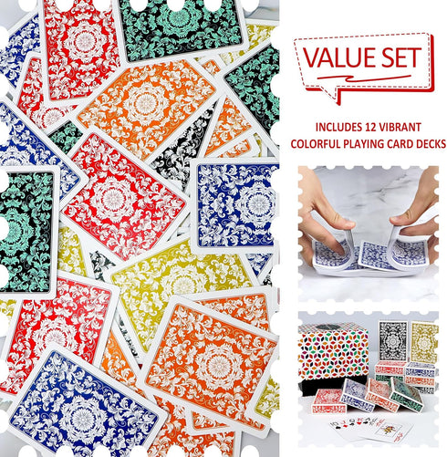 Metsyth 12 Pack,Decks Playing Cards of Cards,Jumbo Large Print Playing Cards for Adults Seniors,Colorful Poker Cards