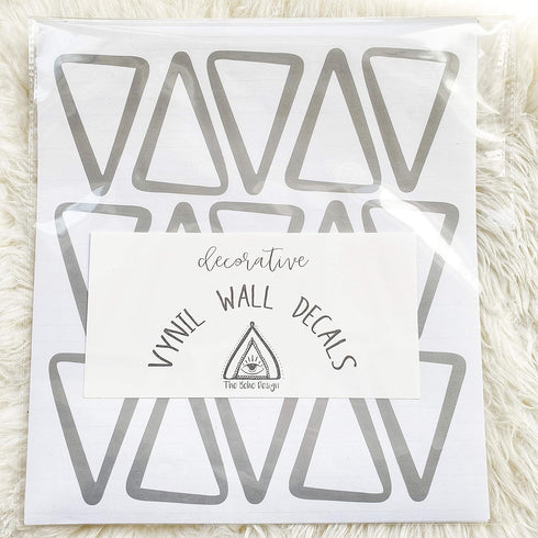 The Boho Design Vieli Arte Grey Transparent Triangles, Hand Drawn Wall Vinyl Sticker Decal for Nursery, 60 pcs