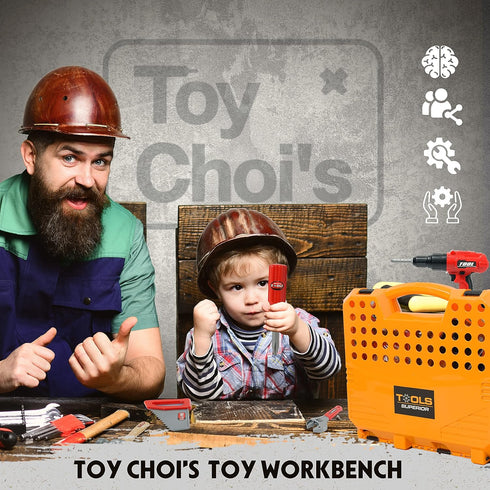 Toy Choi's 82pcs Kids Tool Bench Toy - STEM Construction Kid Tool Set for Age 2-4, Toddler Workbench with Realistic