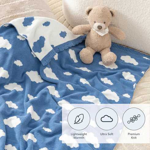 Gift(30x40 Inches,Bouncy Berkshire Baby Blanket,Ultra-Plush Reversible Chenille Knit Toddler Blanket,Cute Pattern
