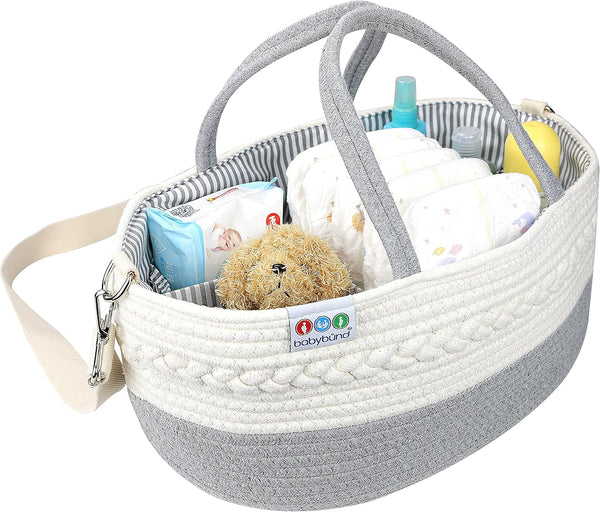 Extra Large Baby Diaper Caddy Organizer - Portable Rope Storage Basket for Nursery