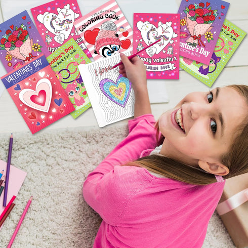 20 Packs 5" 7" 5 Set ArtCreativity / X Valentines Day Mini Coloring Books for Boys and Girls Children, Designs
