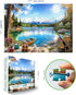 300 300 17"x11" Lake Mountain Fishing Camp Piece Puzzle for Adults, Fun Puzzles for Adults Pieces with HD Print