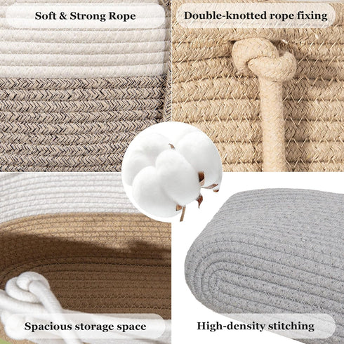 3 Closet Tier Wall Mounted Woven Hanging Basket, Over the Door Hanging Basket with Hooks, Decorative Storage Hanging
