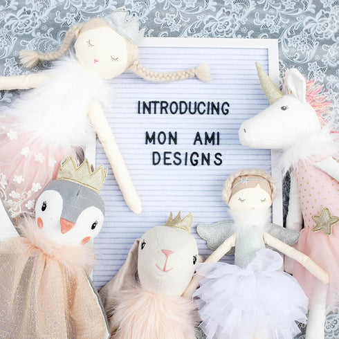 Mon Ami Angel Stuffed Doll, 15" Silver Plush Doll for Little Girls, Soft Elegant Toy or Room Decor