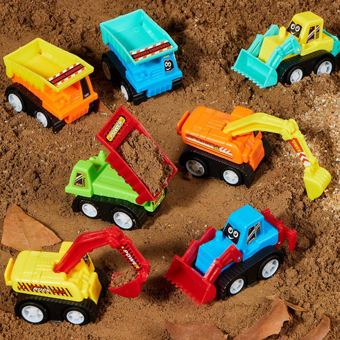 JOYIN 12-Piece Mini Construction Car Set, Plastic Non-Riding Toy Vehicle for Imaginative Play and Parties