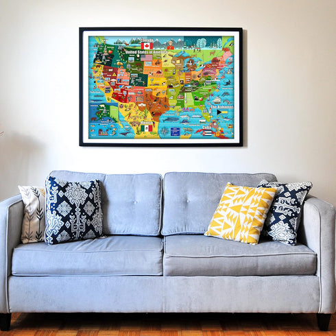 Think2Master United States Map 250 Pieces Jigsaw Puzzle - Fun Educational Toy for Kids, Great Gift for Ages 8+