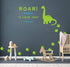 Dinosaur Wall Decal, Roar Means I Love You in Dinosaur with Footprints, Vinyl Stickers for Kids Bedroom