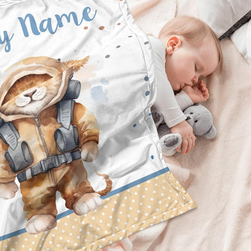 Novusopt Personalized Baby Blanket Custom Baby Blankets for Boys Lion Baby Blanket Name Blanket Receiving Baby Blanket
