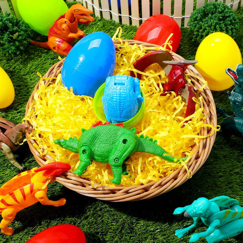 8 JOYIN Pcs Easter Prefilled Eggs Filled with Deformable Transforming Dinosaur with Movable Joints for Easter Basket
