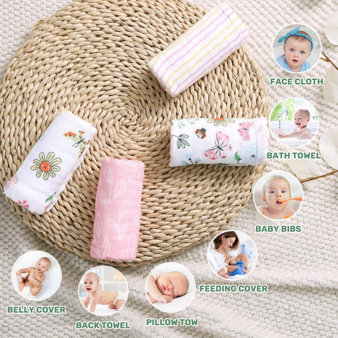10 20 inches 6-Layer 4 Pack Viviland Baby Muslin Burp Cloths, Super Absorbent Washcloths for Baby Girl and Boy, x Baby