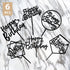 6-Pack Black Birthday Cake Topper Set, Double-Sided Shiny Acrylic Happy Birthday Sign for Party Decorations