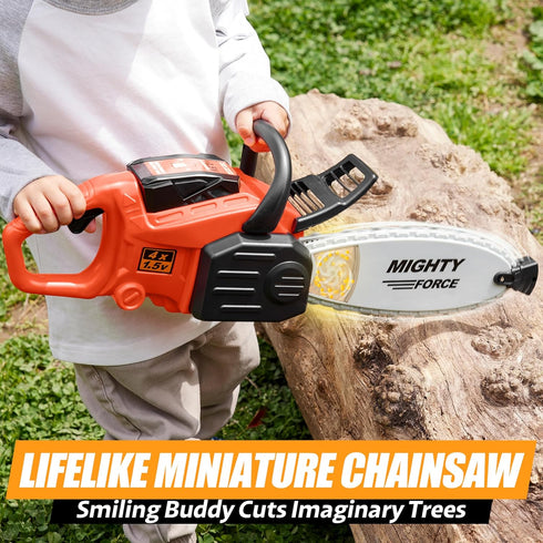 Play-Act 3+, Mighty Force Chainsaw Toy for Toddlers - Realistic Lights, Sounds & Spinning Action, Safe Design