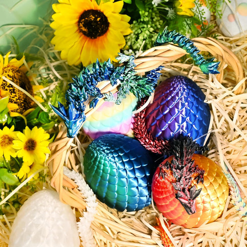 8" 3D 3D Set Impossmaker Printed Easter Dragon Eggs with Printed Dragon Inside, Easter Basket Stuffers Mini Dragon Egg