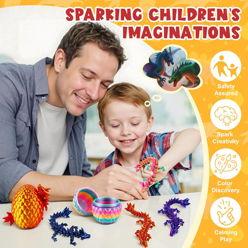 12PCS 3D 3D ENJOYJOY Printed Dragon Eggs, Easter Egg Fillers for Easter Basket Stuffers, Unique Surprise Printed
