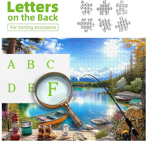 300 300 17"x11" Lake Mountain Fishing Camp Piece Puzzle for Adults, Fun Puzzles for Adults Pieces with HD Print