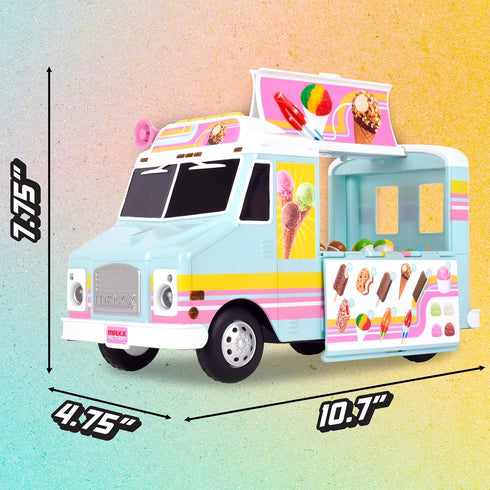 12 16 3+ Maxx Action Ice Cream Food Truck, Lights and Sound, Includes Pieces with Miniature Food, Imaginative Food Play