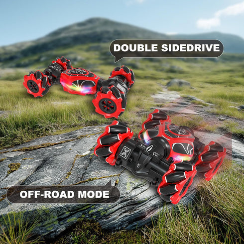 Red,1:24 4WD 360 6-12 Gesture RC Car High Speed Transform Stunt Car with Gesture & Remote Control, Rotation Drift