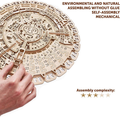 Wood Trick Mayan Wall Calendar, 3D Wooden Puzzles for Adults and Kids to Build, 16" Wooden Model Kit