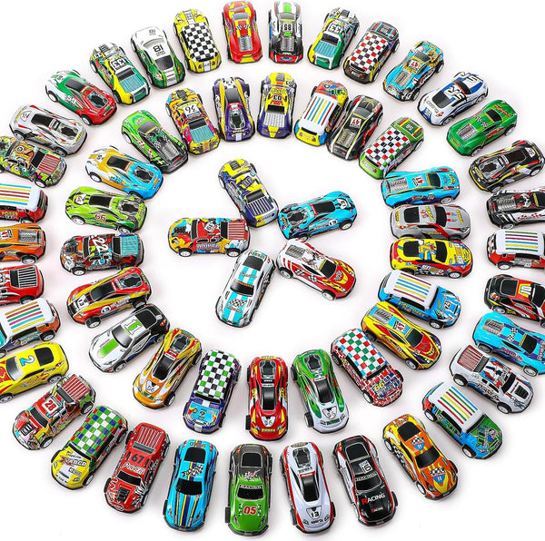 60 Pack Pull Back Toy Cars, Mini Die Cast Race Cars Bulk, Classroom Goodie Bag Stuffers, Birthday Party Favors