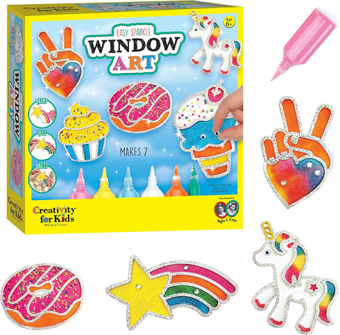 Creativity for Kids Easy Sparkle Window Art Kit, Paint and Decorate 7 DIY Suncatchers for Kids Ages 6-8+