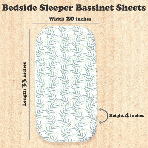 3-Pack 33x20x4 1721 2933 Bedside Sleeper Bassinet Sheets | GOTS Certified Organic Jersey Cotton, Ultra Soft