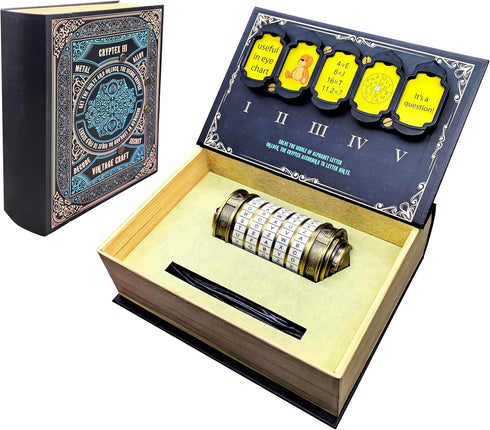 Da Vinci Code Mini Cryptex Lock Puzzle Box Vintage-Style Password Puzzle with