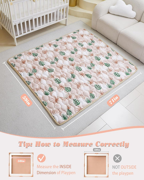 71x59 Inch Viviland Baby Mats for Floor, Playpen Mat, Thicker & Large Soft Cushioning Padding Playmat for Baby