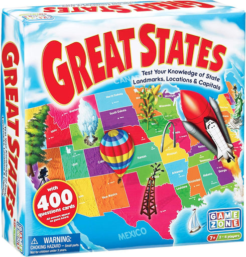 Game Zone Great States, Fun and Educational Geography Game for Ages 7+, Learn about the 50 States with Friends