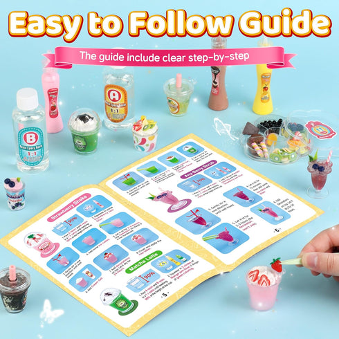 20 8-12, PCS Miniature Drink Marker Kit, Miniature Food Toys, Kitchen Pretend Food DIY Crafts Kits for Kids Ages Girls