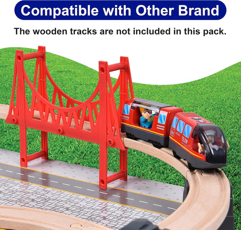 Giant Bean Battery Operated Action Locomotive - Magnetic Connection Train Set for Wooden Train Tracks, Toys 3+