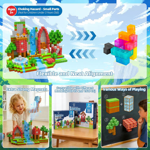 100 4-8, Set THB PCS Magnetic Building Blocks for Kids Magnetic Building Blocks for Kids Ages STEM Educational Magnet
