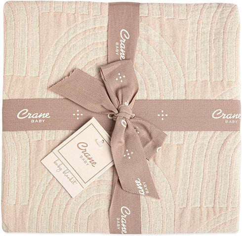 30 40 Crane Baby Blanket, Soft Cotton Jacquard Nursery and Stroller Blanket for Boys and Girls, Rainbow, x