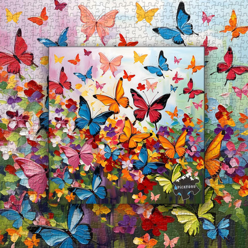 Butterfly Puzzles for Adults 1000 Pieces - Colorful Flower Art Painting Garden Puzzle, Challenging