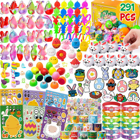 DMIGHT Easter Egg Fillers, with 291 Pcs Small Toys Prizes Bulk Easter