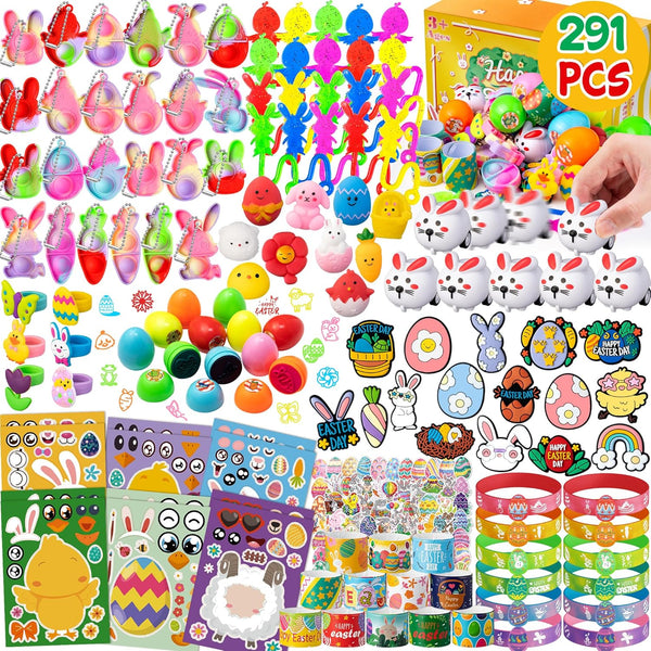 DMIGHT Easter Egg Fillers, with 291 Pcs Small Toys Prizes Bulk Easter