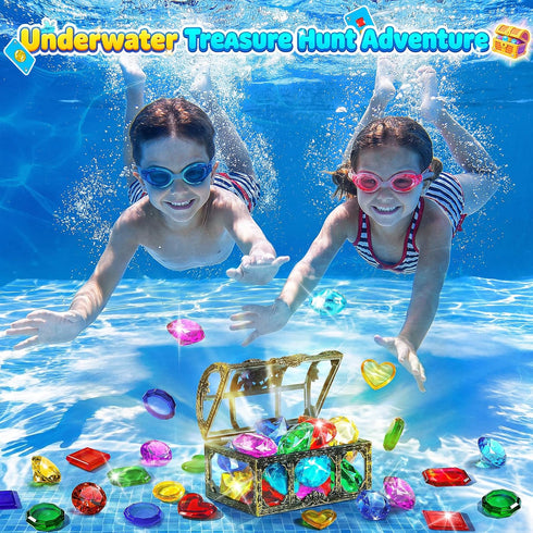 60PCS 35PCS Summer Swimming 3-10 DISHIO Diving Toys for Kids, Seek Treasure Underwater Pool Gem Hunt Pool Game