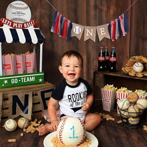 1st Baseball Birthday Banner - All-Star Crown, High Chair Banner, Cake Flag, Our Little All-Star Decoration