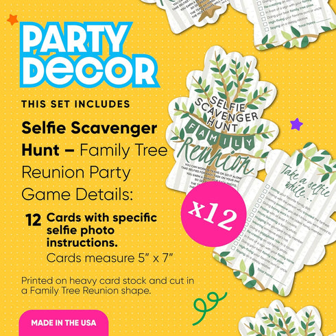 Big Dot of Happiness Family Tree Reunion - Selfie Scavenger Hunt Party Game - Set of 12