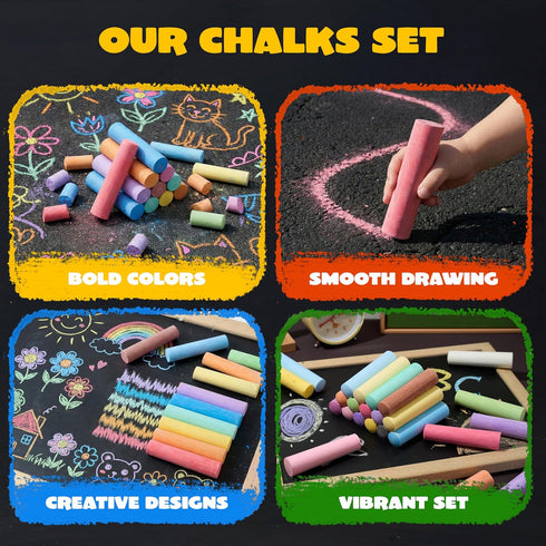 224 Set JOYIN PCS Sidewalk Chalks Non-Toxic Washable Jumbo Chalk for Outdoor Art Play, Painting on Chalkboard