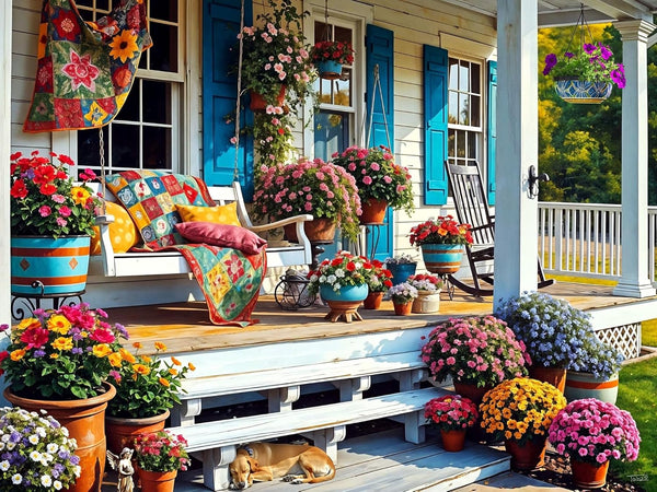 Springbok Front Porch 500 Piece Jigsaw Puzzle for Adults - Colorful and