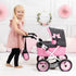 3+ Bayer Foldable Doll Stroller with Storage - Black, Pink & White Hearts Design for Kids